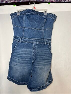 American Eagle Size 14 Denim Strapless Women’s One-Piece Romper - Blue